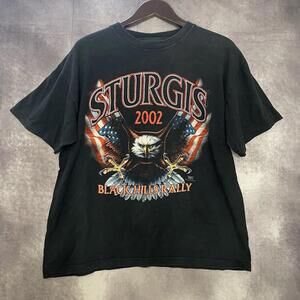 Vintage Sturgis 2002 Black Hills Rally T-Shirt Men's XL American Biker‎